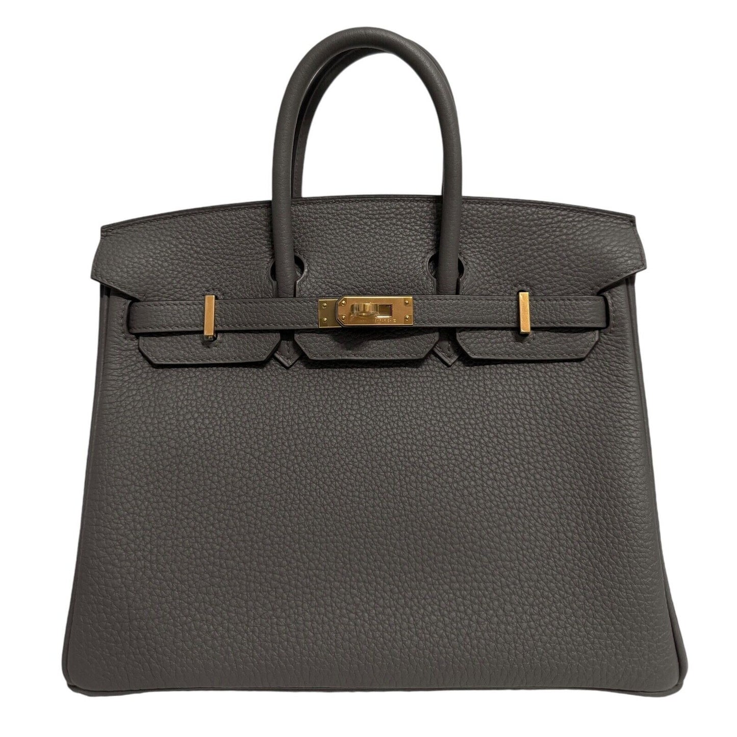 Hermes Birkin 25 Etain Gray Grey Togo Leather Gold Hardware Handbag