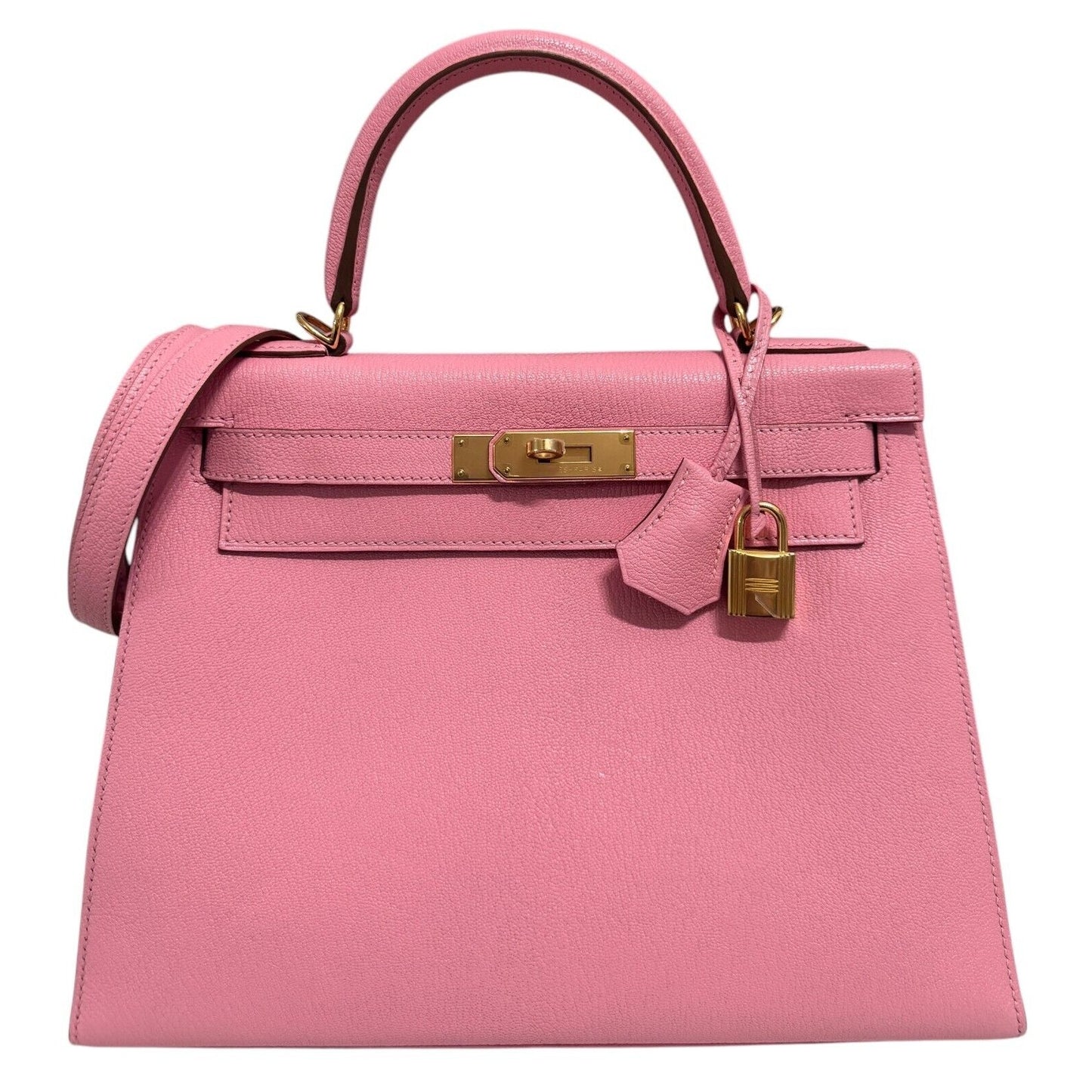 Hermes Kelly 28 Sellier Rose Confetti Pink Chevre Leather Gold Hardware RARE