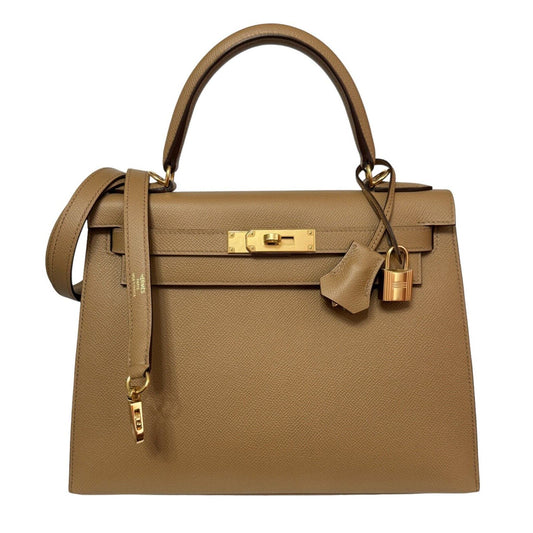 Hermes Kelly 28 Sellier Biscuit Tan Epsom Leather Gold Hardware Bag Handbag 2022