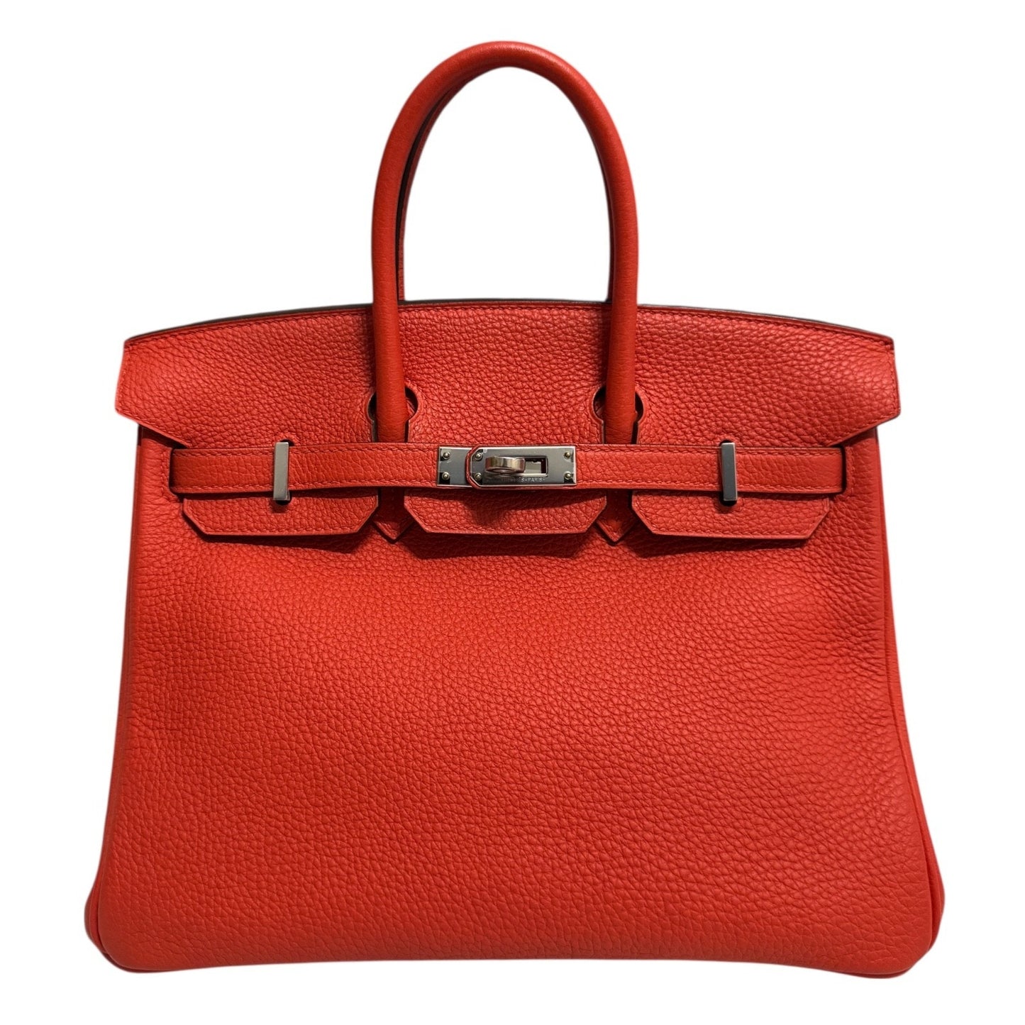 Hermes Birkin 25 Capucine Red Orange Togo Leather Palladium Hardware