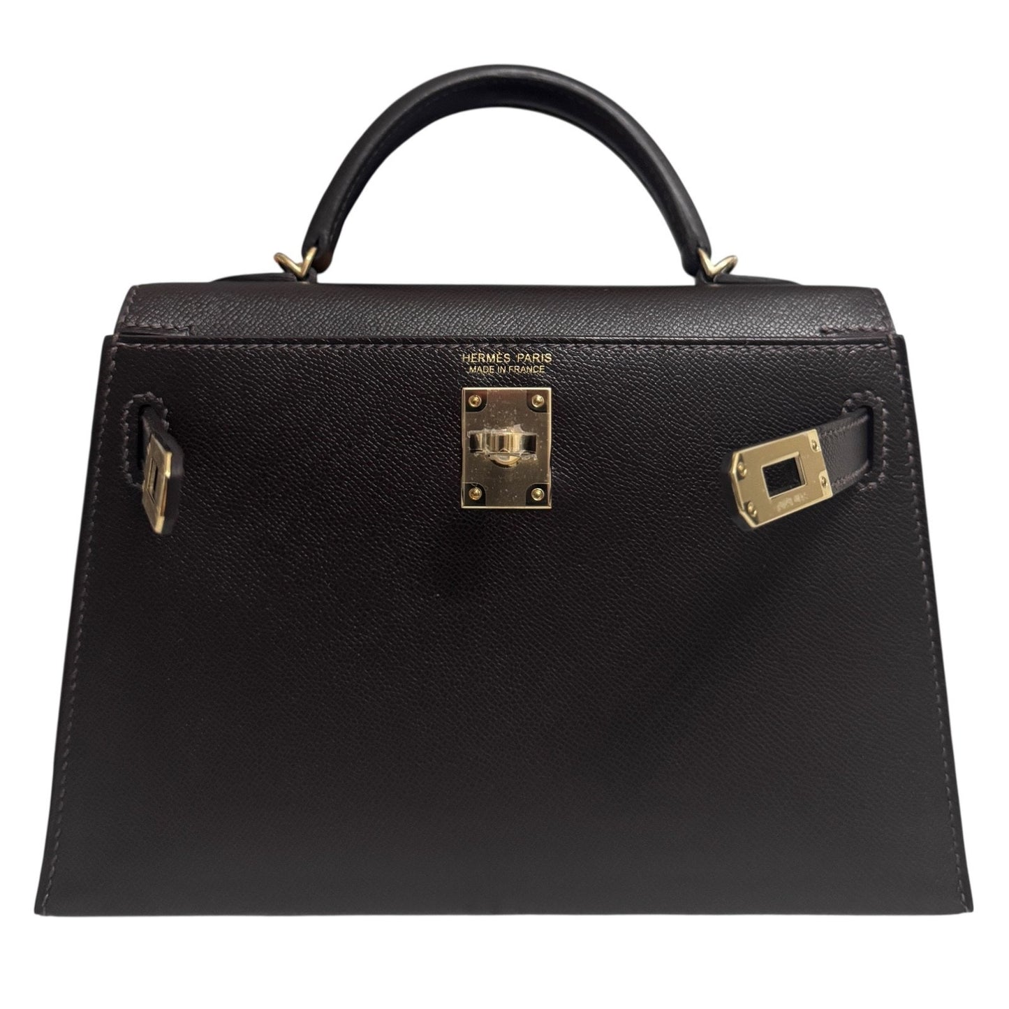 Hermes Kelly Mini 20 Bai Brun Brown Madame Leather Permabrass Hardware New RARE
