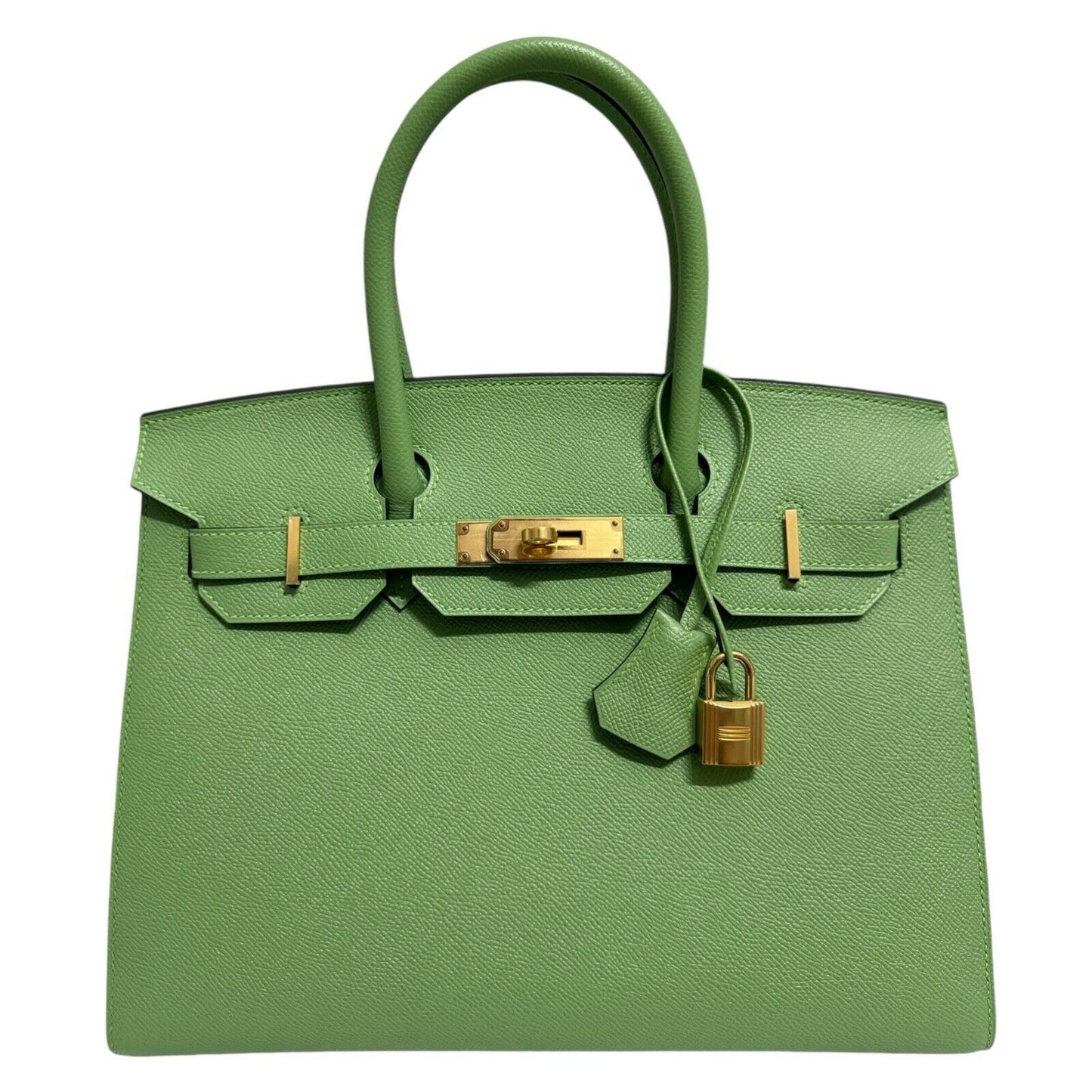 Hermes Birkin 30 Sellier Vert Criquet Green Epsom Leather Gold Hardware Handbag