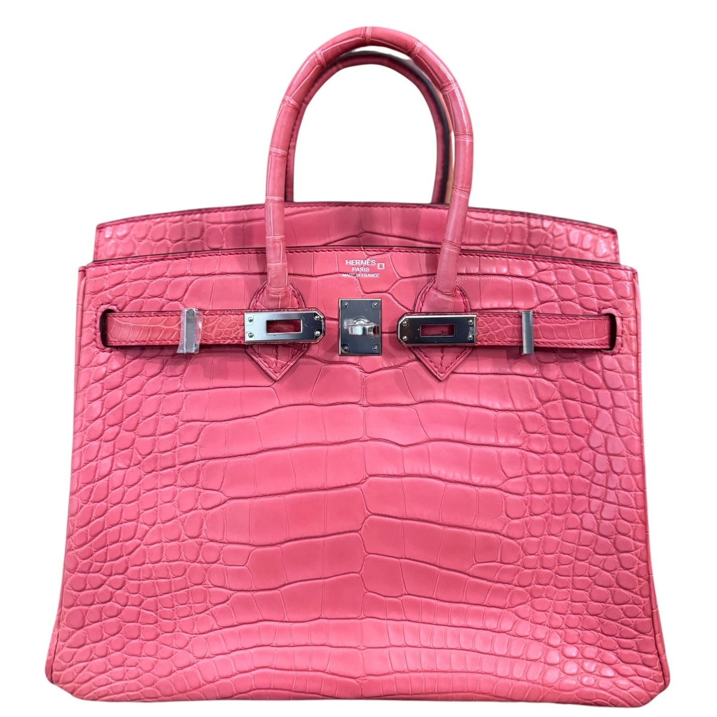 Hermes Birkin 25 Matte Alligator Bougainvillea Pink Palladium Hardware Rare
