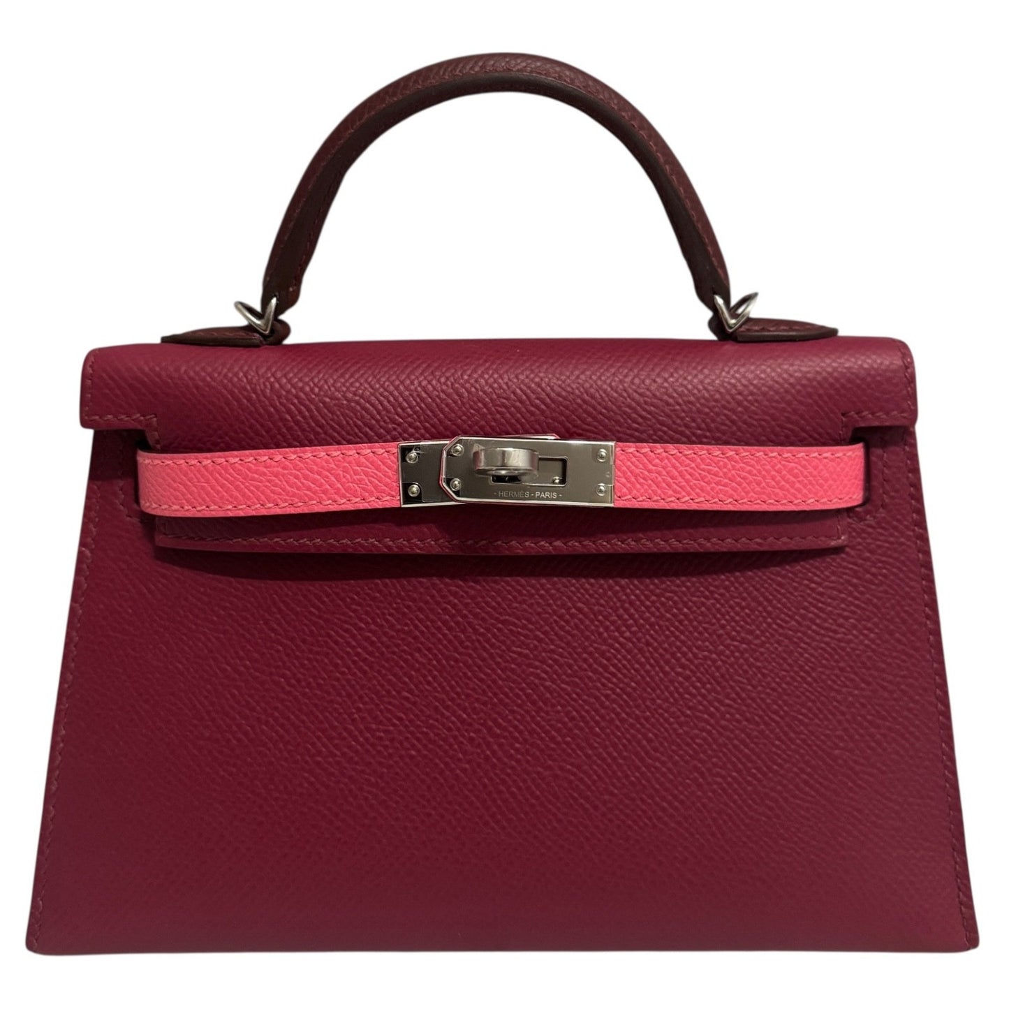 Hermes Kelly Mini 20 Tri Color Rubis Rose Azalee Rouge H Red Epsom Palladium Hwr