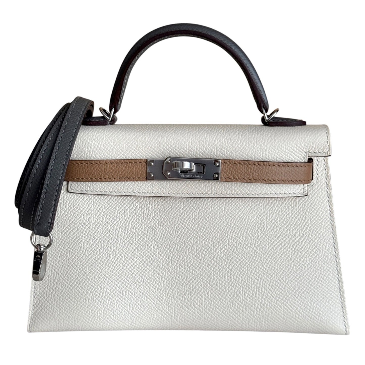Hermes Mini Kelly Tri Color Nata , Chai and Gris Meyer Epsom Palladium Hardware