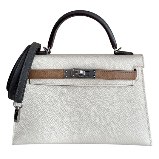 Hermes Mini Kelly Tri Color Nata , Chai and Gris Meyer Epsom Palladium Hardware