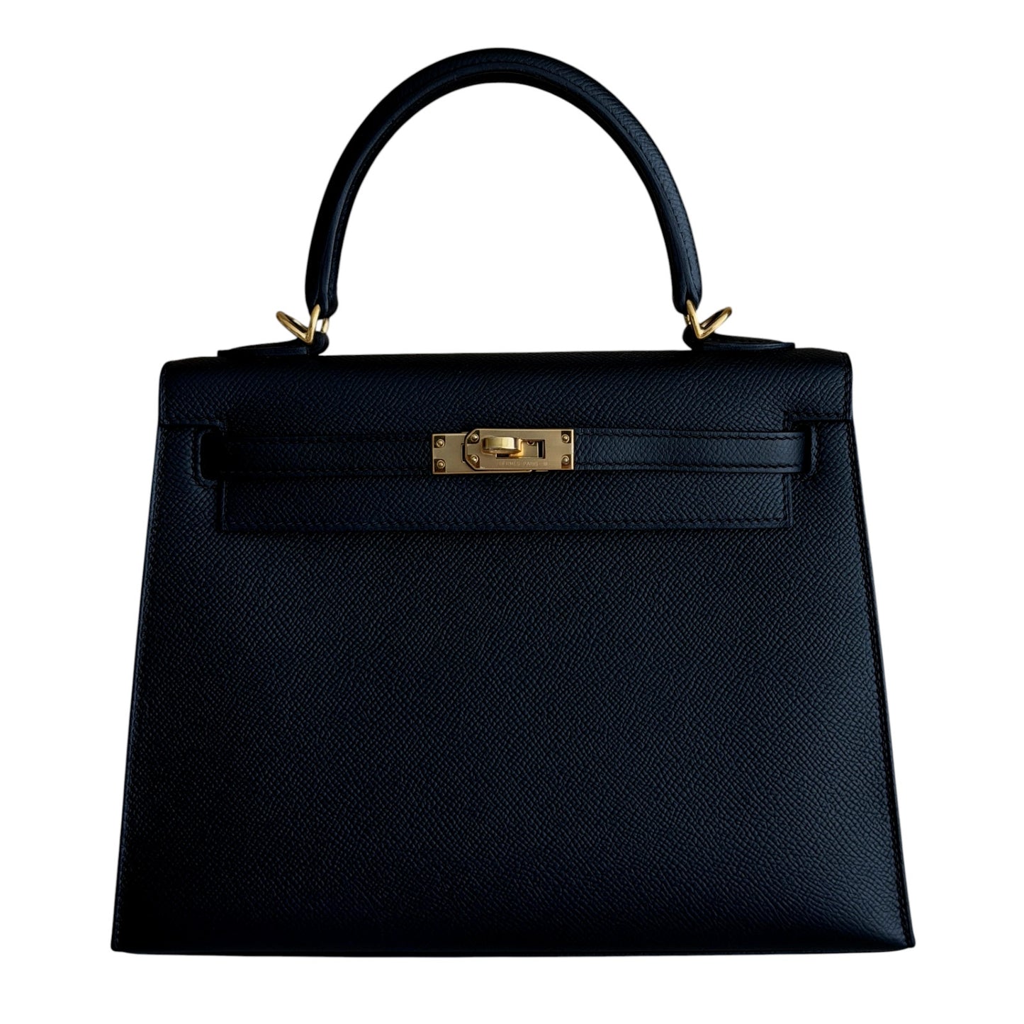 Hermes Kelly 25 Sellier Black Noir Epsom Leather Gold Hardware RARE