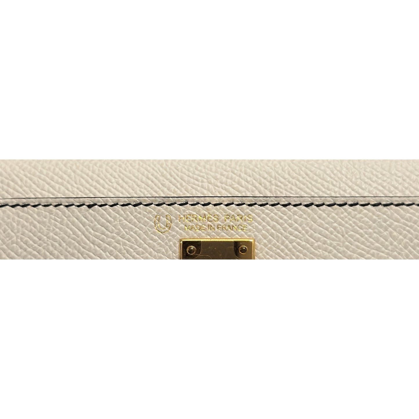 Hermes Mini Kelly Special Order Craie Black Epsom Leather Gold Hardware Rare