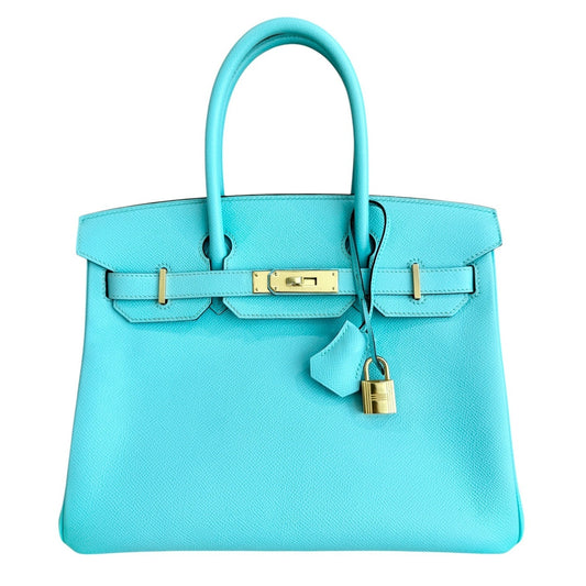 Hermes Birkin 30 Blue Atoll Epsom Leather Gold Hardware