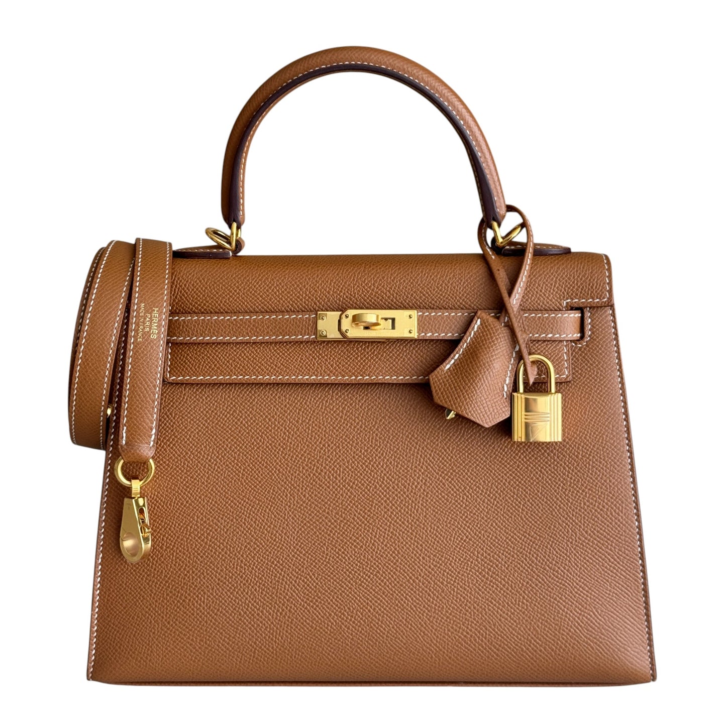 Hermes Kelly 25 Sellier Gold Tan Epsom Leather Gold Hardware