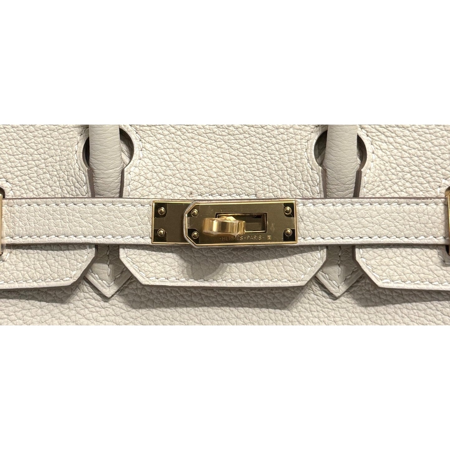 Hermes Birkin 25 Craie White Beige Togo Leather Gold Hardware Handbag