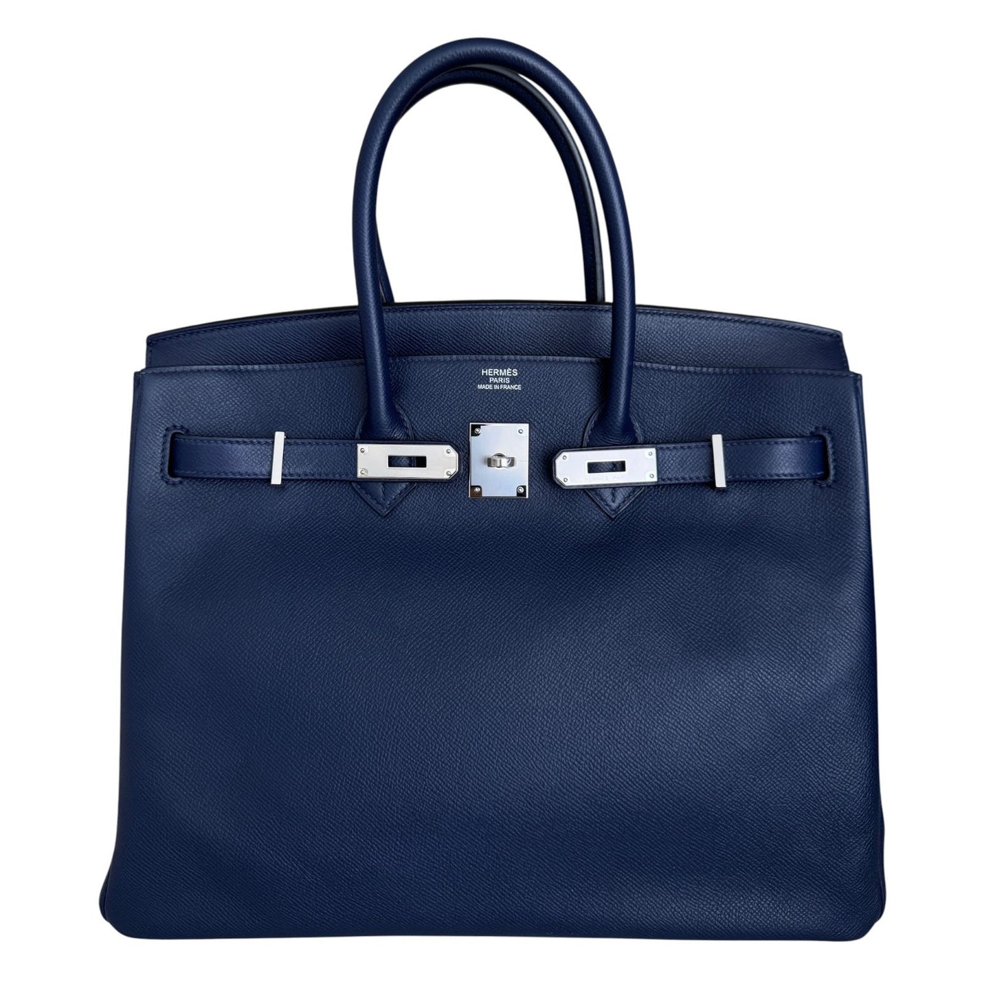 Hermes Birkin 35 Blue Sapphire Epsom Leather Palladium Hardware RARE
