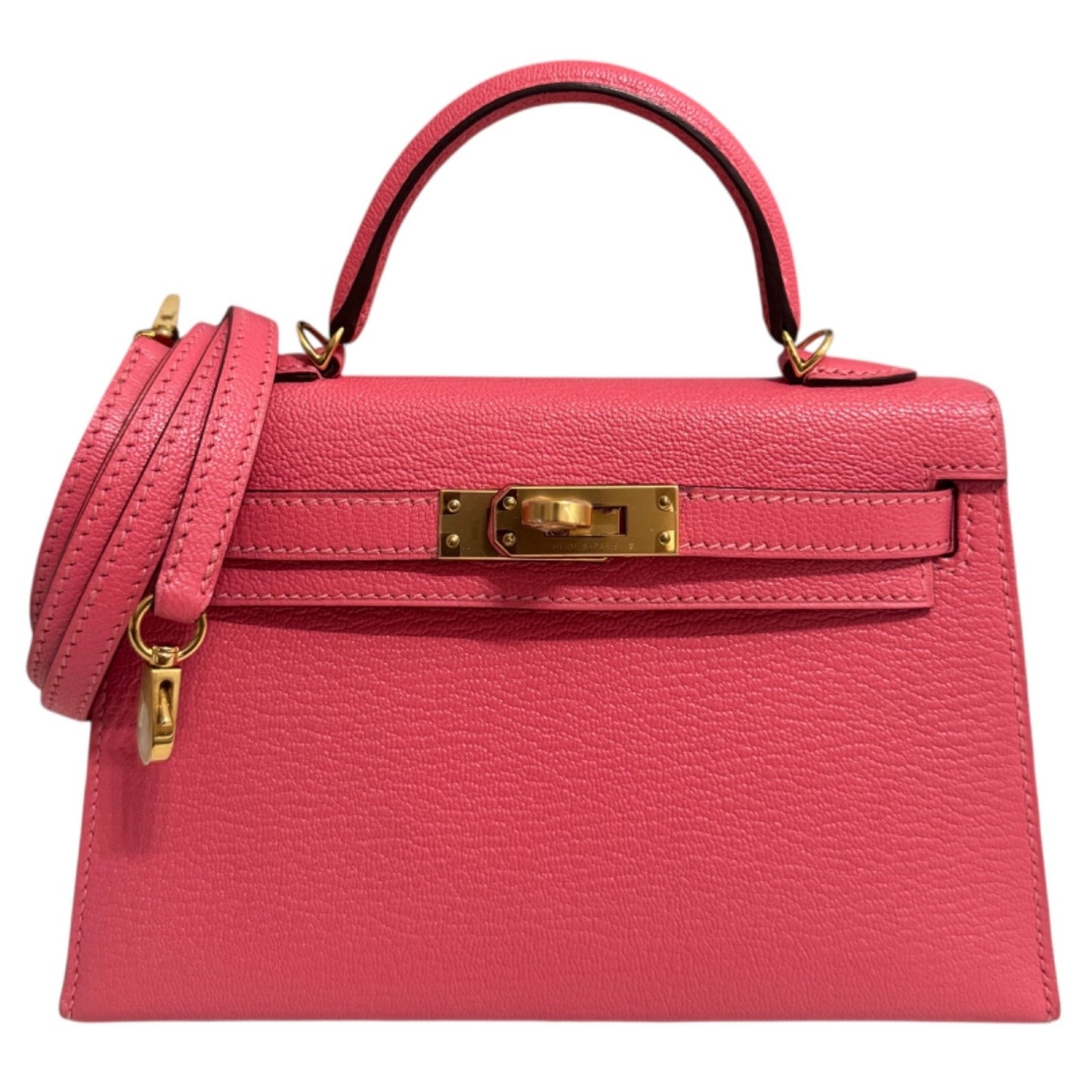 Hermes Kelly Mini 20 Rose Lipstick Pink Chèvre Leather Gold Hardware RARE