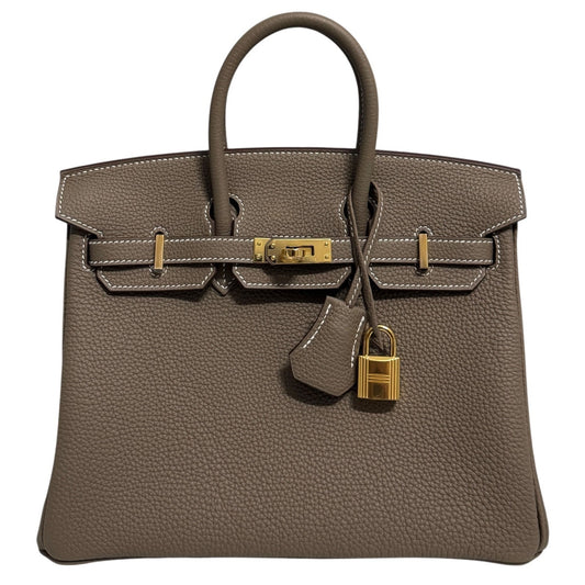 Hermes Birkin 25 Etoupe Gray Togo Leather Gold Hardware Handbag NEW