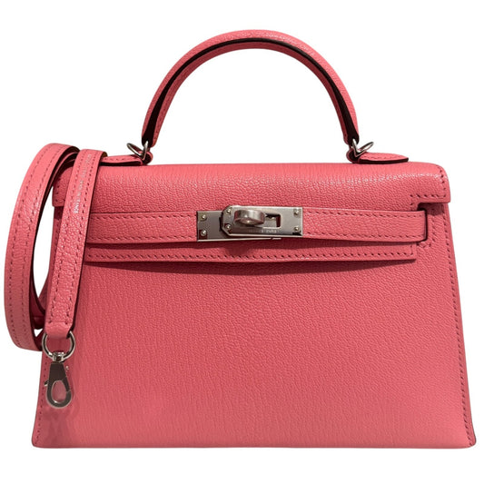 Hermes Kelly Mini 20 Verso Rose D'ete Pink Chèvre Rouge H Leather Palladium Hwr