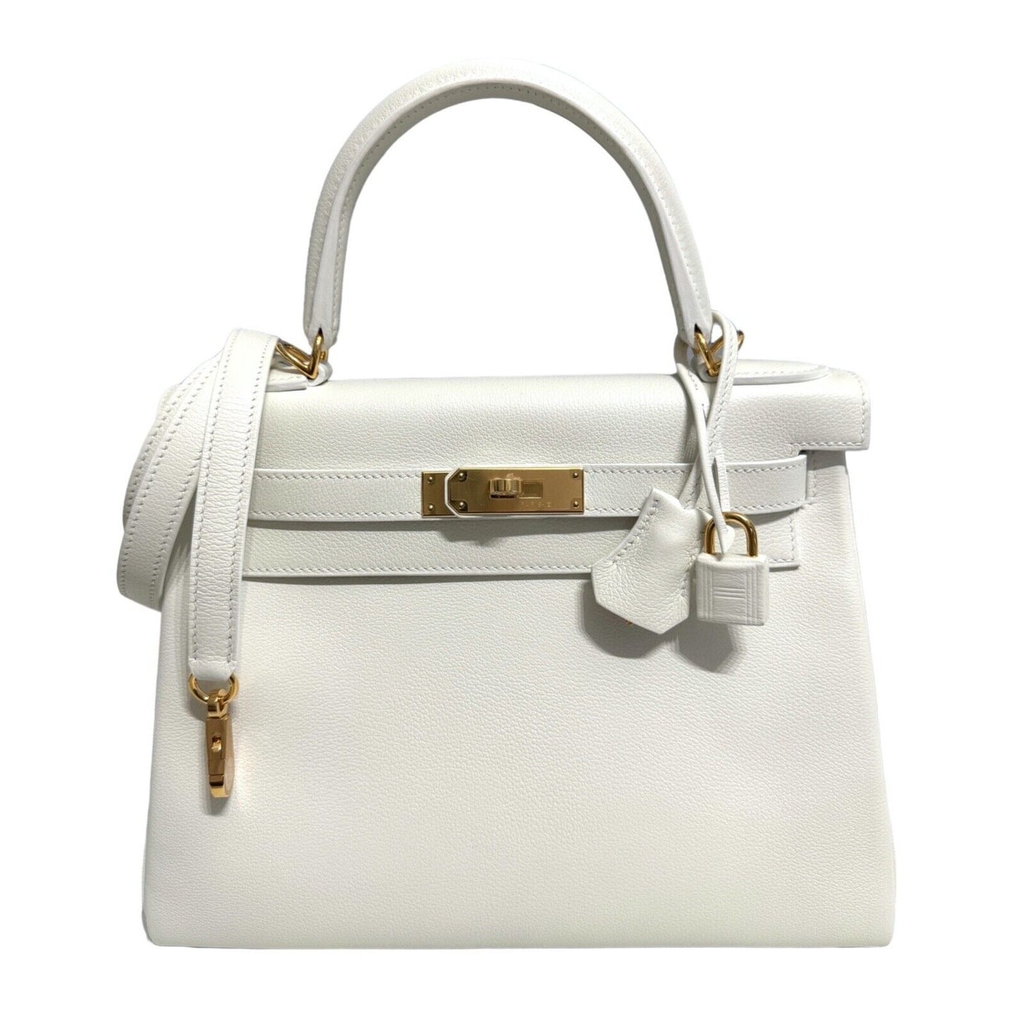 Hermes Kelly 28 White Blanc Leather Gold Hardware 2021