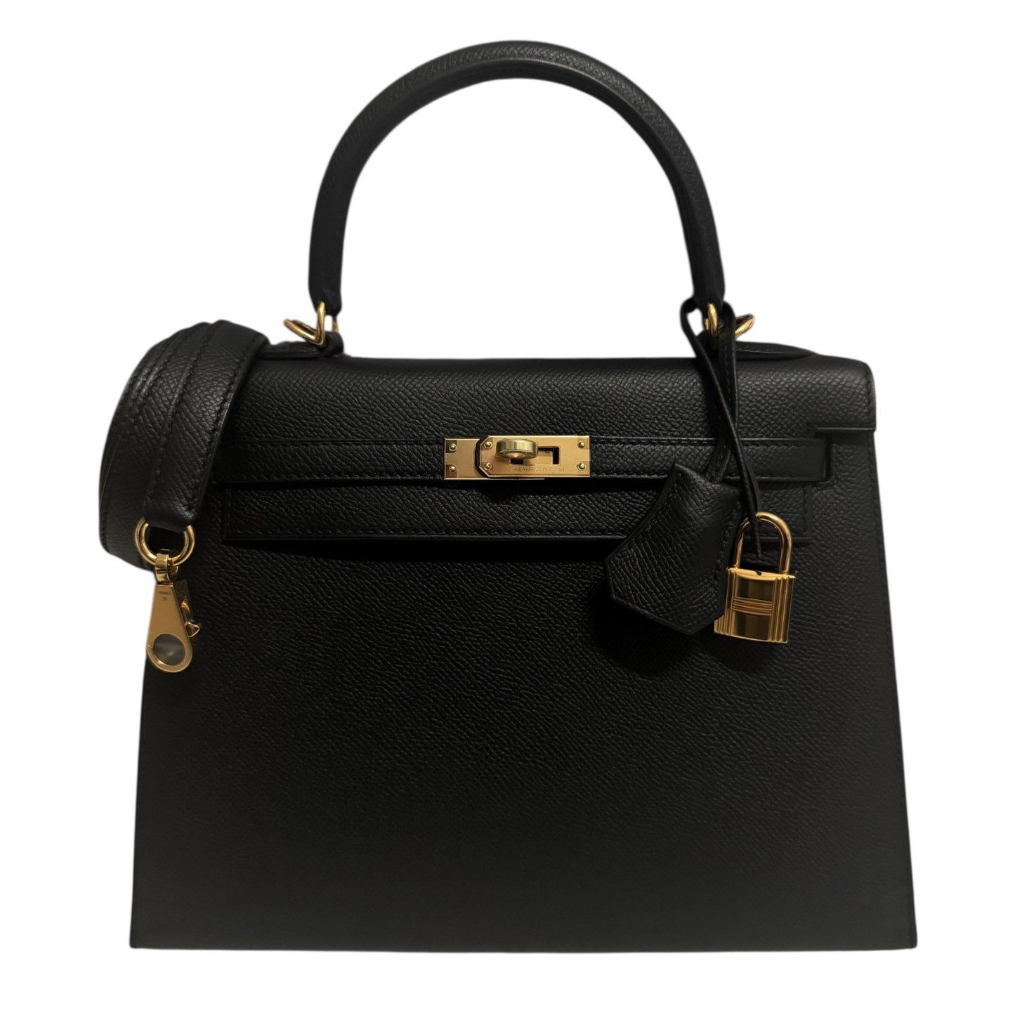 Hermes Kelly 25 Sellier Black Noir Epsom Leather Gold Hardware