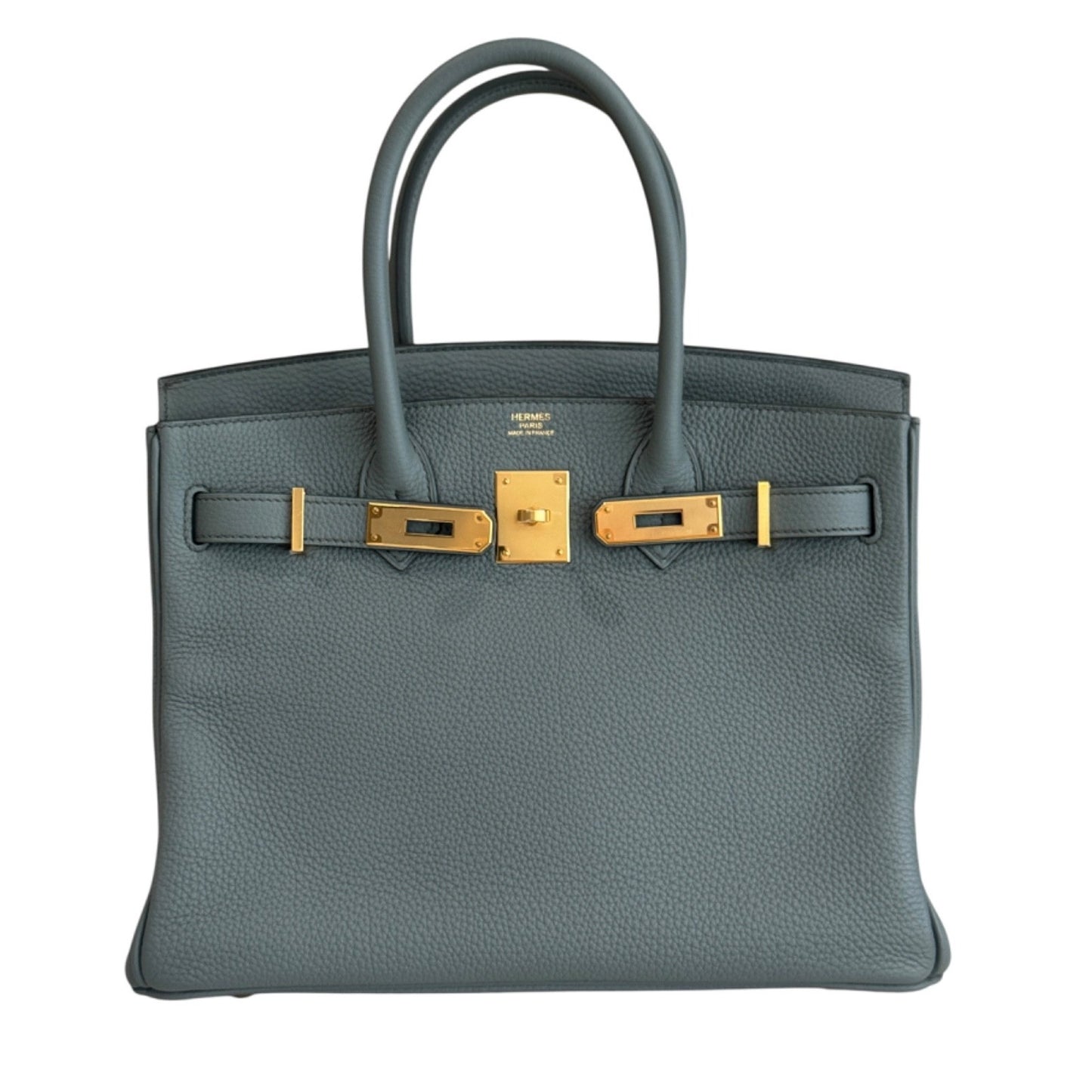 Hermes Birkin 30 Vert Amande Green Gray Togo Leather Gold Hardware