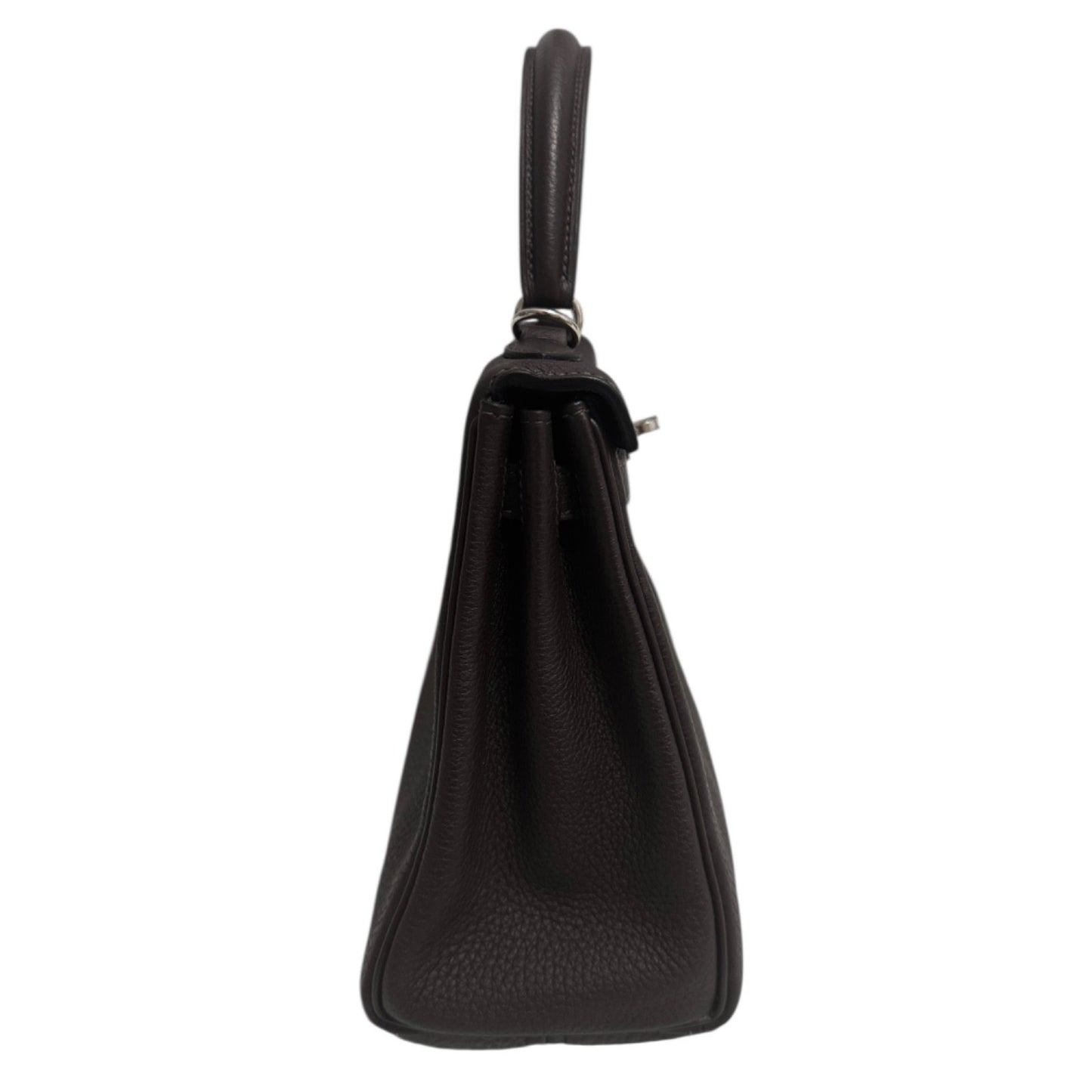 Hermes Kelly 25 Ebene Brown Togo Leather Palladium Hardware