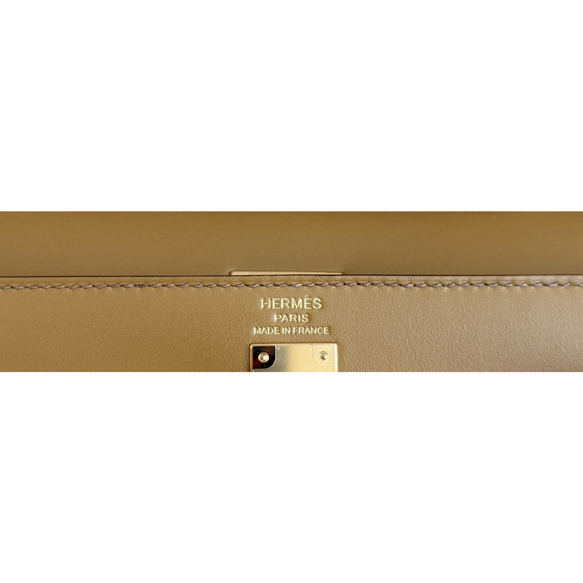 Hermes Kelly 25 Sellier Poussiere Tan Tadelakt Leather Gold Hardware RARE