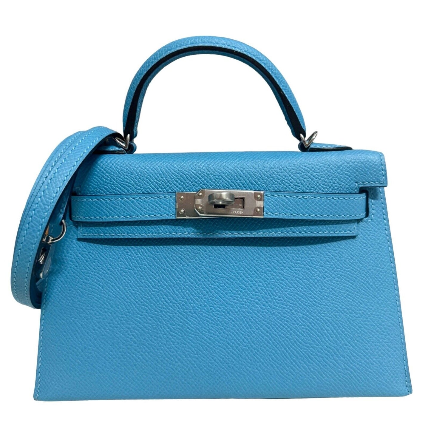 Hermes Kelly Mini 20 Bleu du Nord Blue Epsom Leather Palladium Hardware RARE