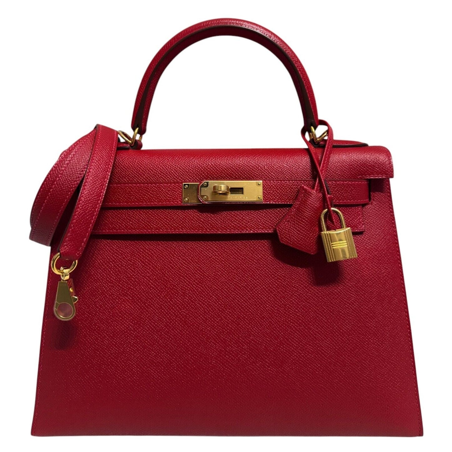 Hermes Kelly 28 Sellier Rouge Casaque Red Epsom Leather Gold Hardware