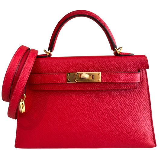 Hermes Kelly Mini 20 Rouge de Coeur Red Epsom Leather Gold Hardware RARE