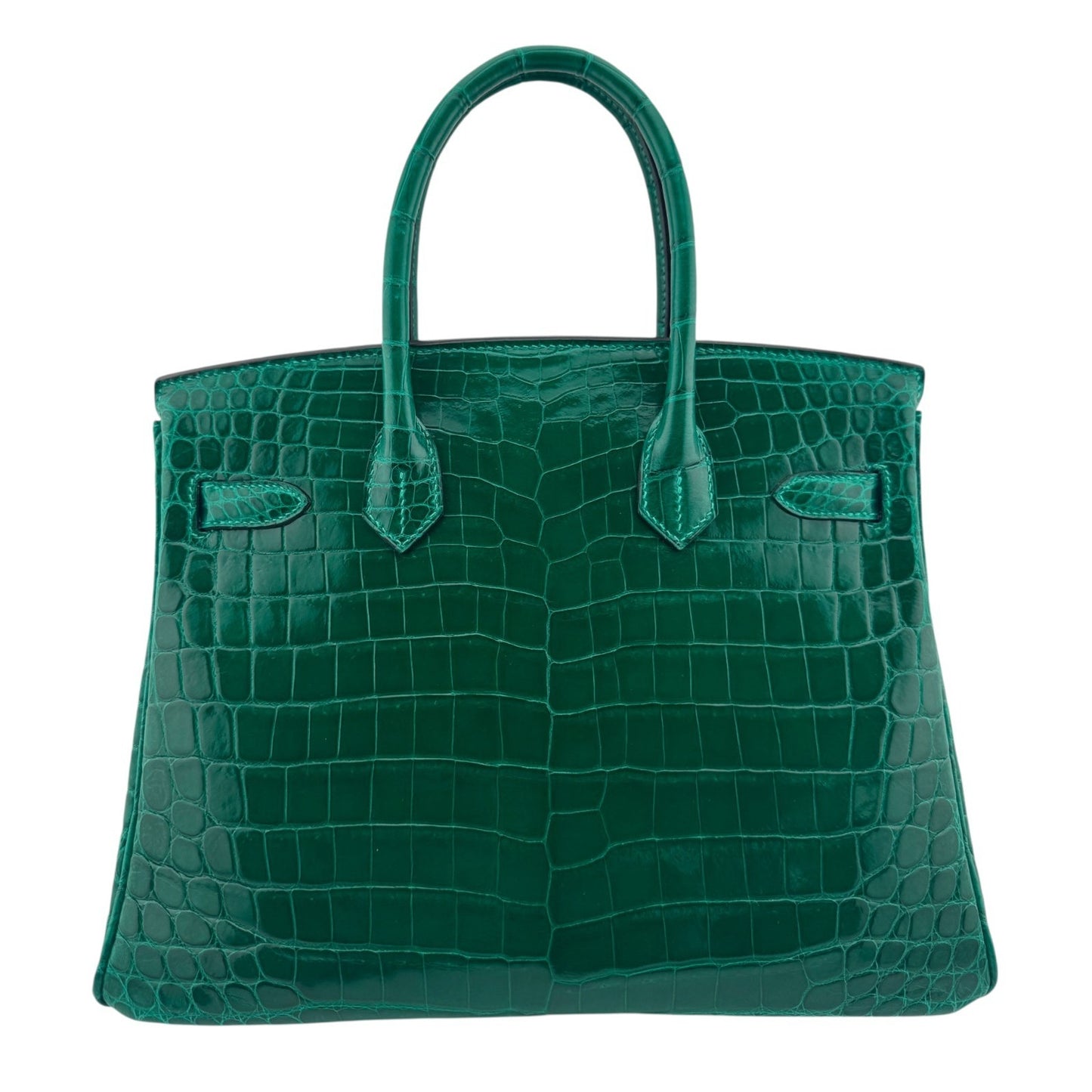 Hermes Birkin 30 Emerald Green Niloticus Crocodile Leather Gold Hardware Rare