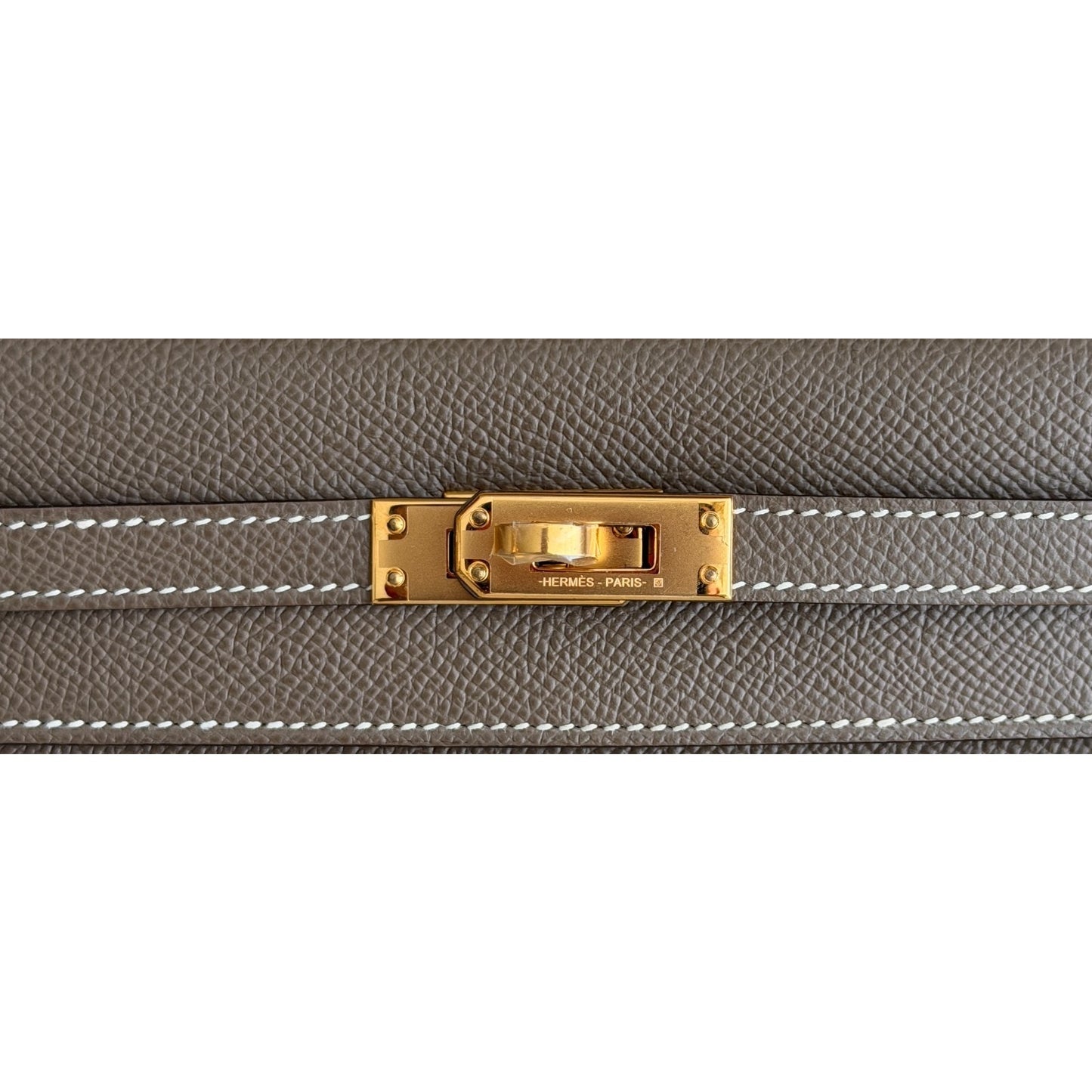 Hermes Kelly 25 Sellier Etoupe Gray Epsom Leather Gold Hardware