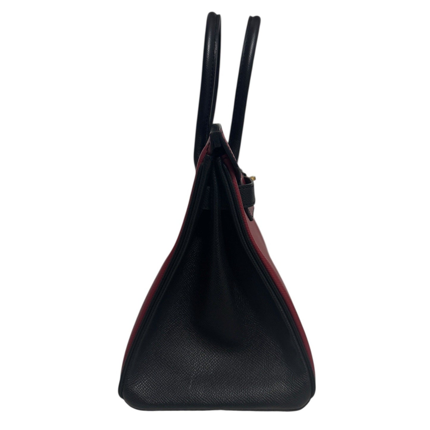 Hermes Birkin 30 Special Order Black Rouge H Red Epsom Brushed Gold Hardware