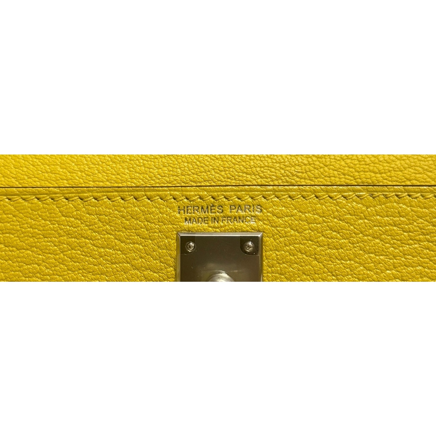 Hermes Kelly Mini 20 Verso Jaune Naples Gris Perle Chèvre Leather Palladium HWR