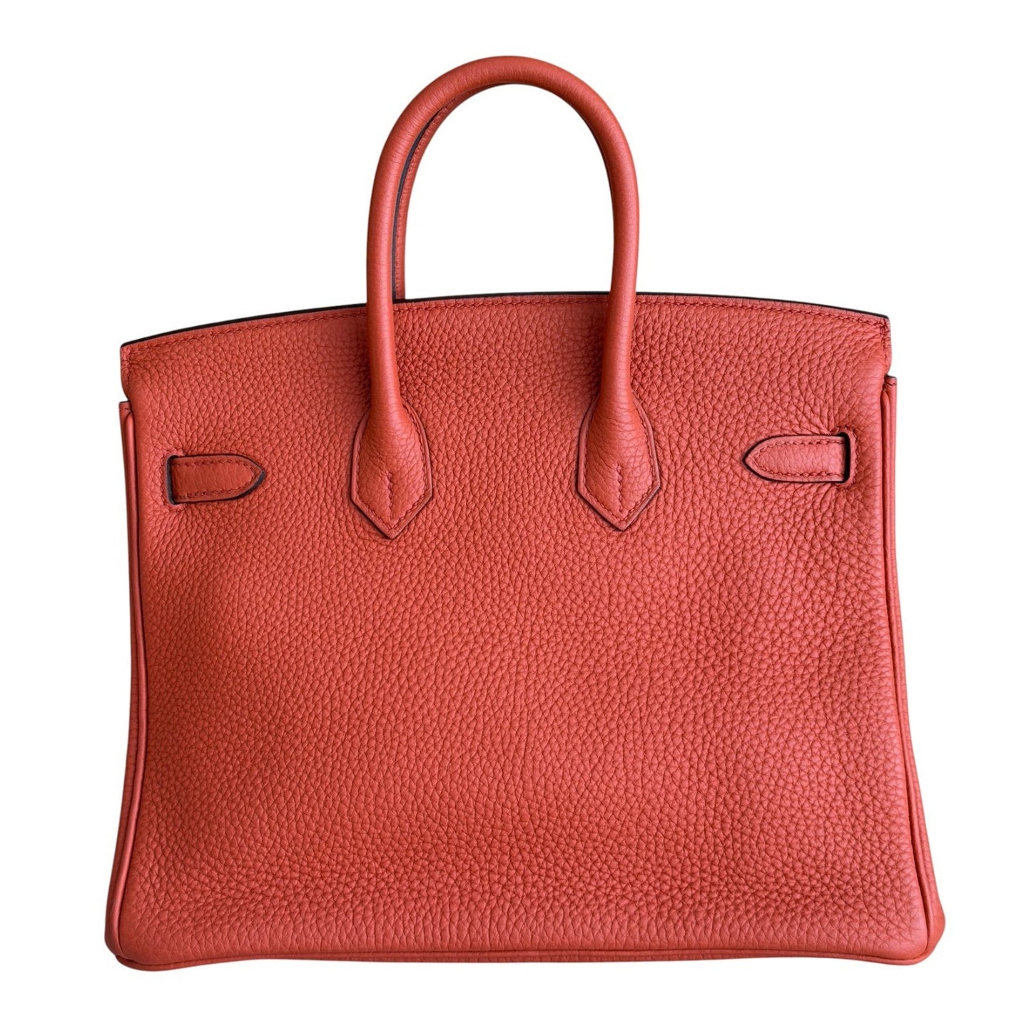 Hermes Birkin 25 Verso Feu Orange Cuivre Togo Leather Palladium Hardware RARE