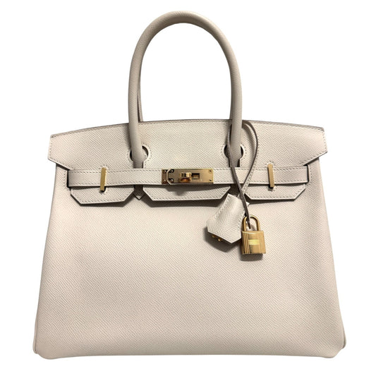 Hermes Birkin 30 Craie White Epsom Leather Gold Hardware Handbag