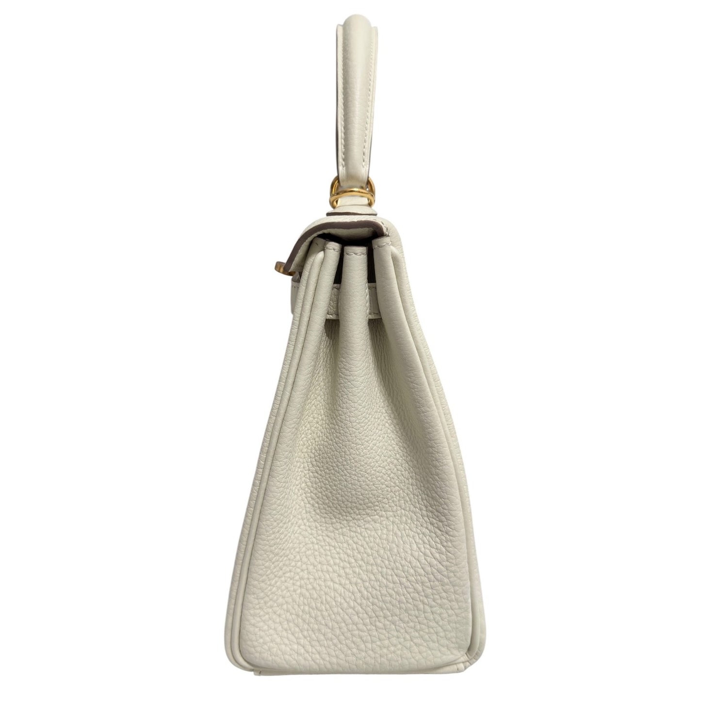 Hermes Kelly 25 Mushroom Gray White Togo Leather Gold Hardware