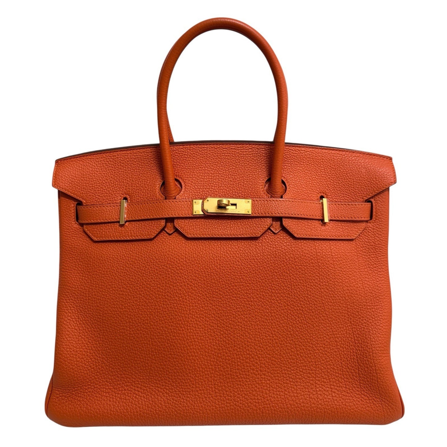 Hermes Birkin 35 Orange Togo Leather Gold Hardware RARE