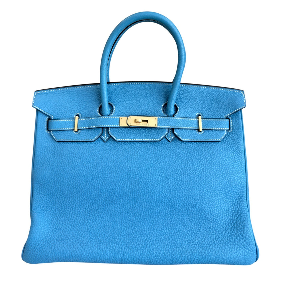 Hermes Birkin 35 Blue Jean Togo Leather Gold Hardware RARE