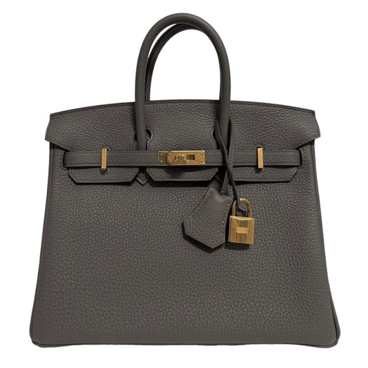 Hermes Birkin 25 Etain Gray Grey Togo Leather Gold Hardware Handbag