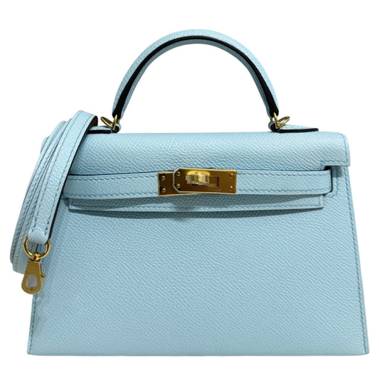 Hermes Kelly Mini 20 Bleu Zephyr Blue Epsom Leather Gold Hardware RARE