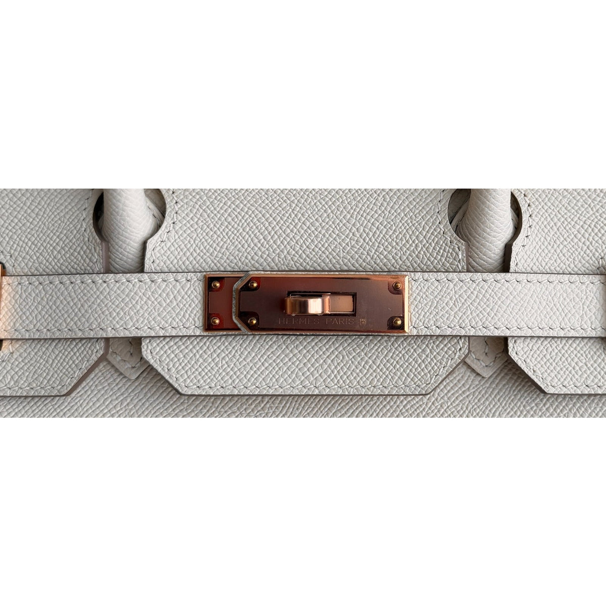 Hermes Birkin 30 Craie White Epsom Leather Rose Gold Hardware Handbag Rare