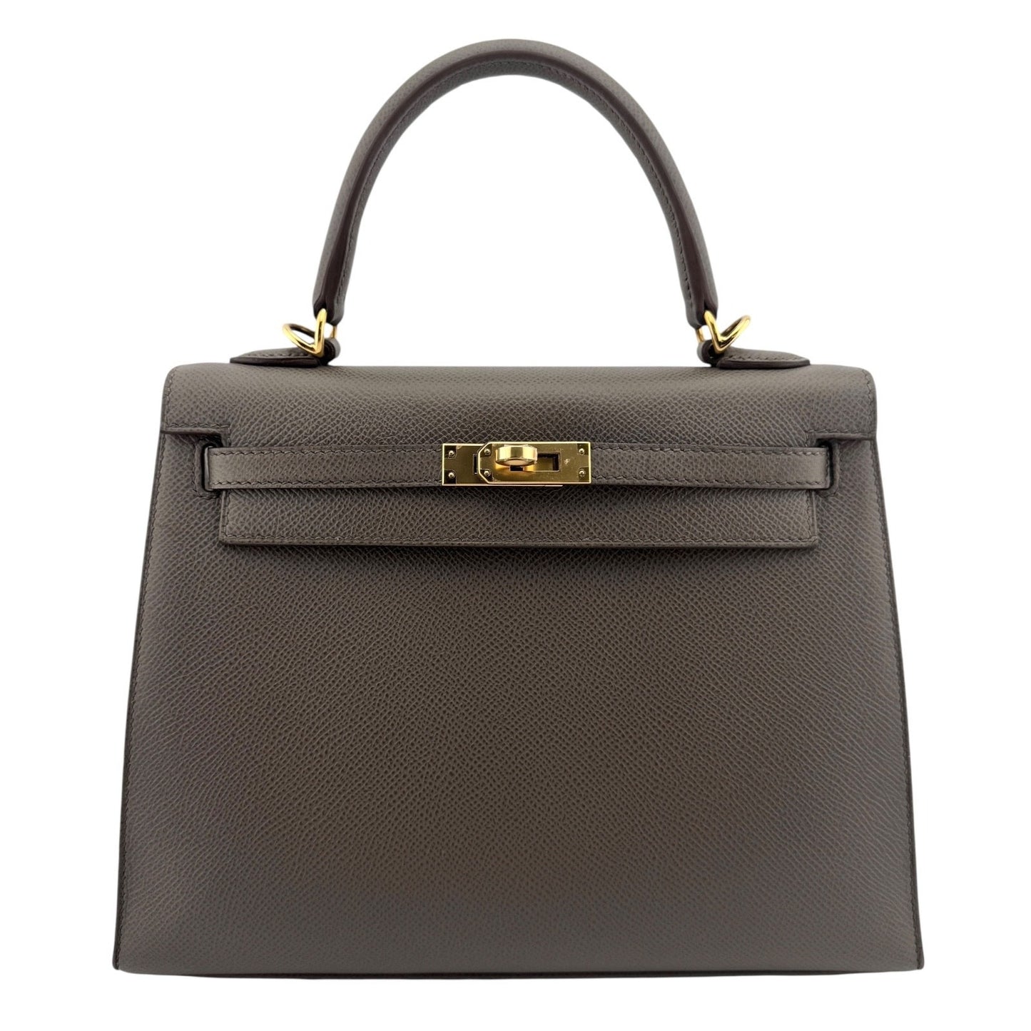 Hermes Kelly 25 Sellier Etain Gray Epsom Leather Gold Hardware