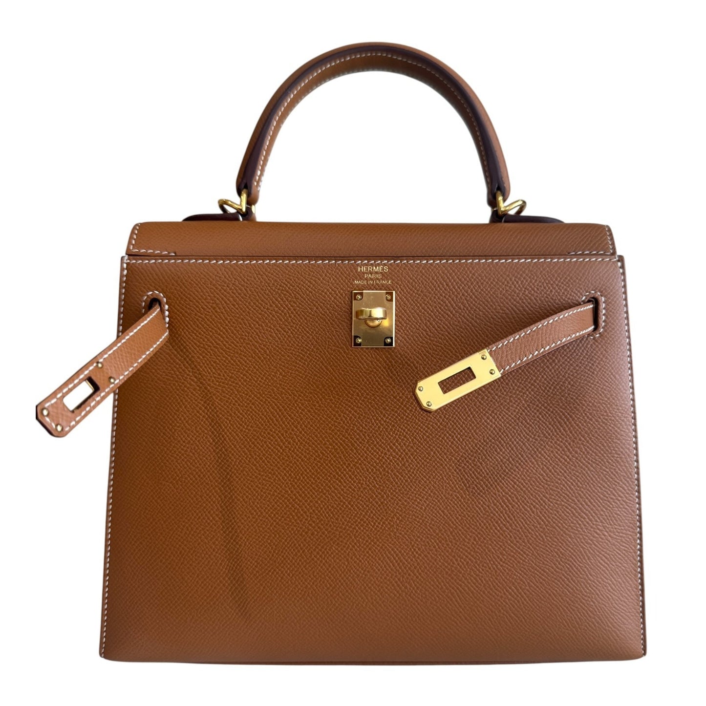 Hermes Kelly 25 Sellier Gold Tan Epsom Leather Gold Hardware
