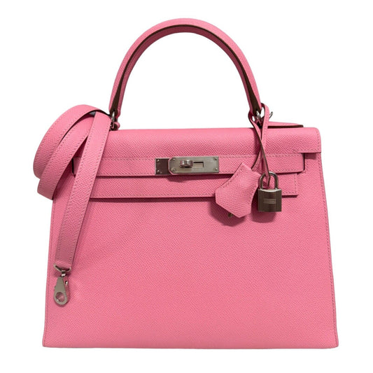 Hermes Kelly 28 Sellier Rose Confetti Pink Epsom Palladium Hardware