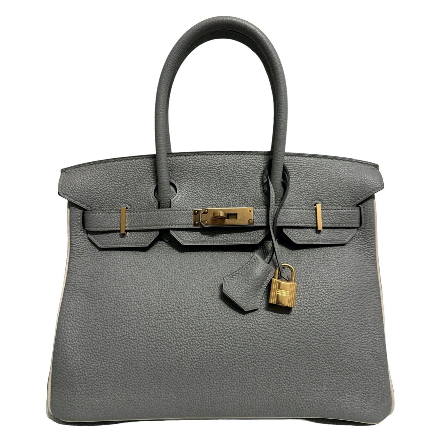 Hermes Birkin 30 Special Order Gris Mouette Gray & Craie Leather Gold Hardware