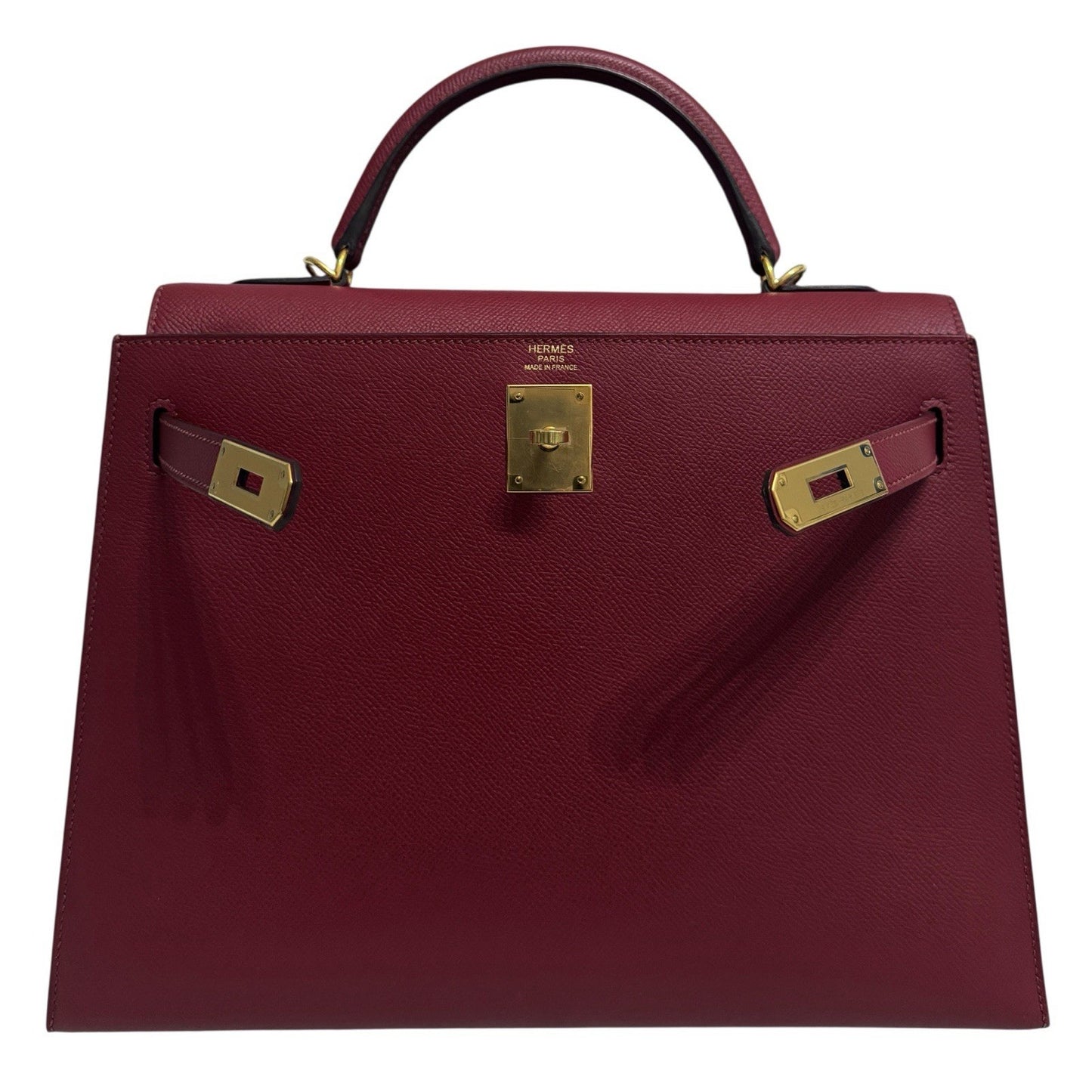 Hermes Kelly 32 Sellier Rouge Grenat Red Leather Gold Hardware