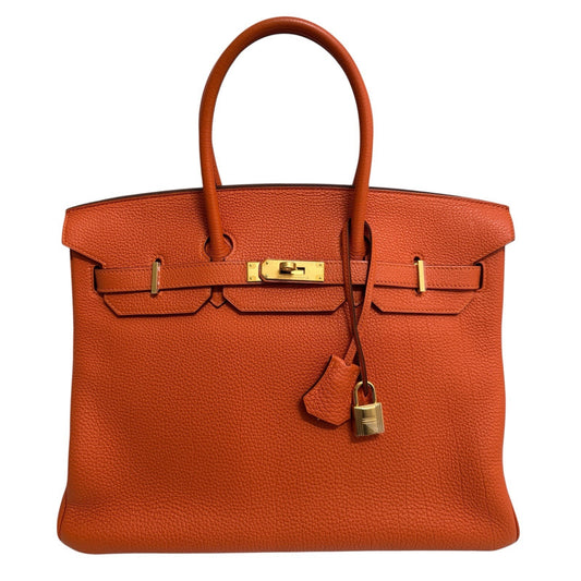 Hermes Birkin 35 Orange Togo Leather Gold Hardware RARE
