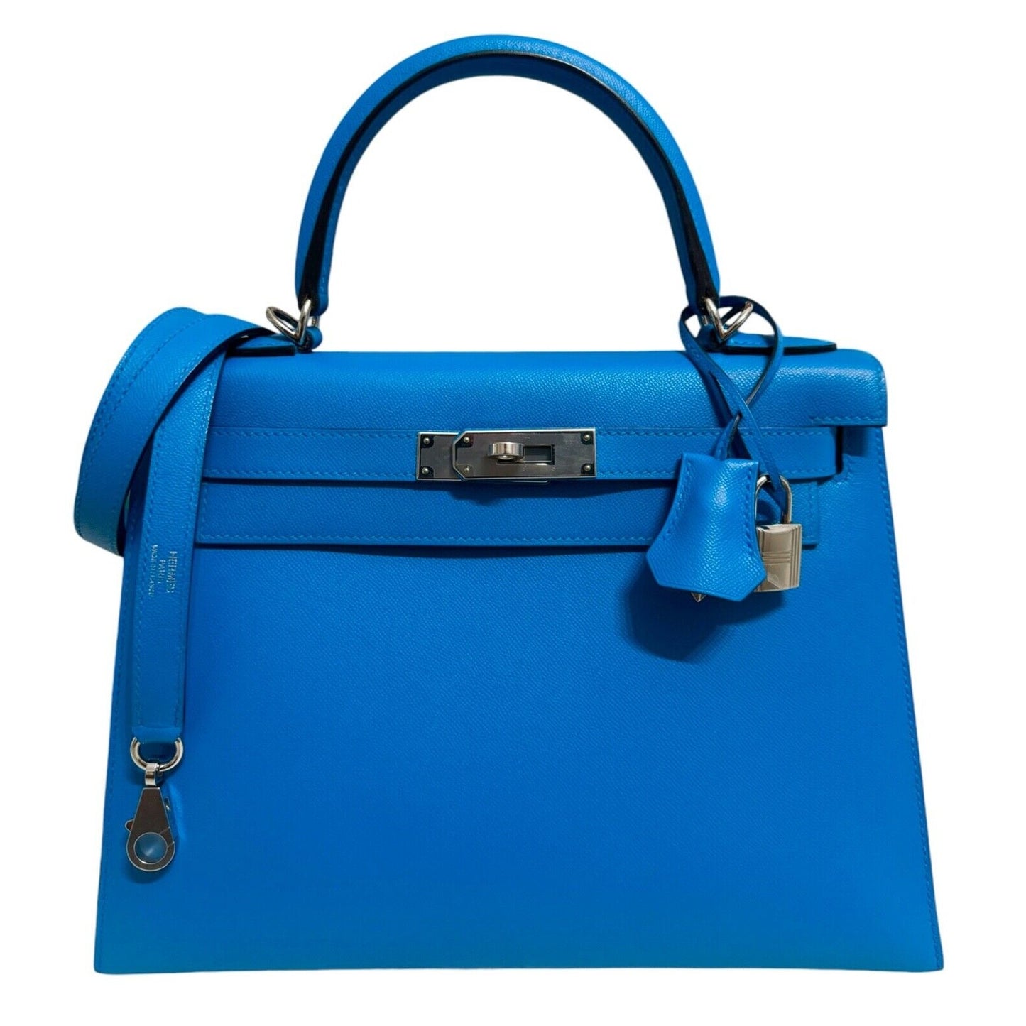 Hermes Kelly 28 Sellier Blue Frida Madame Leather Palladium Hardware