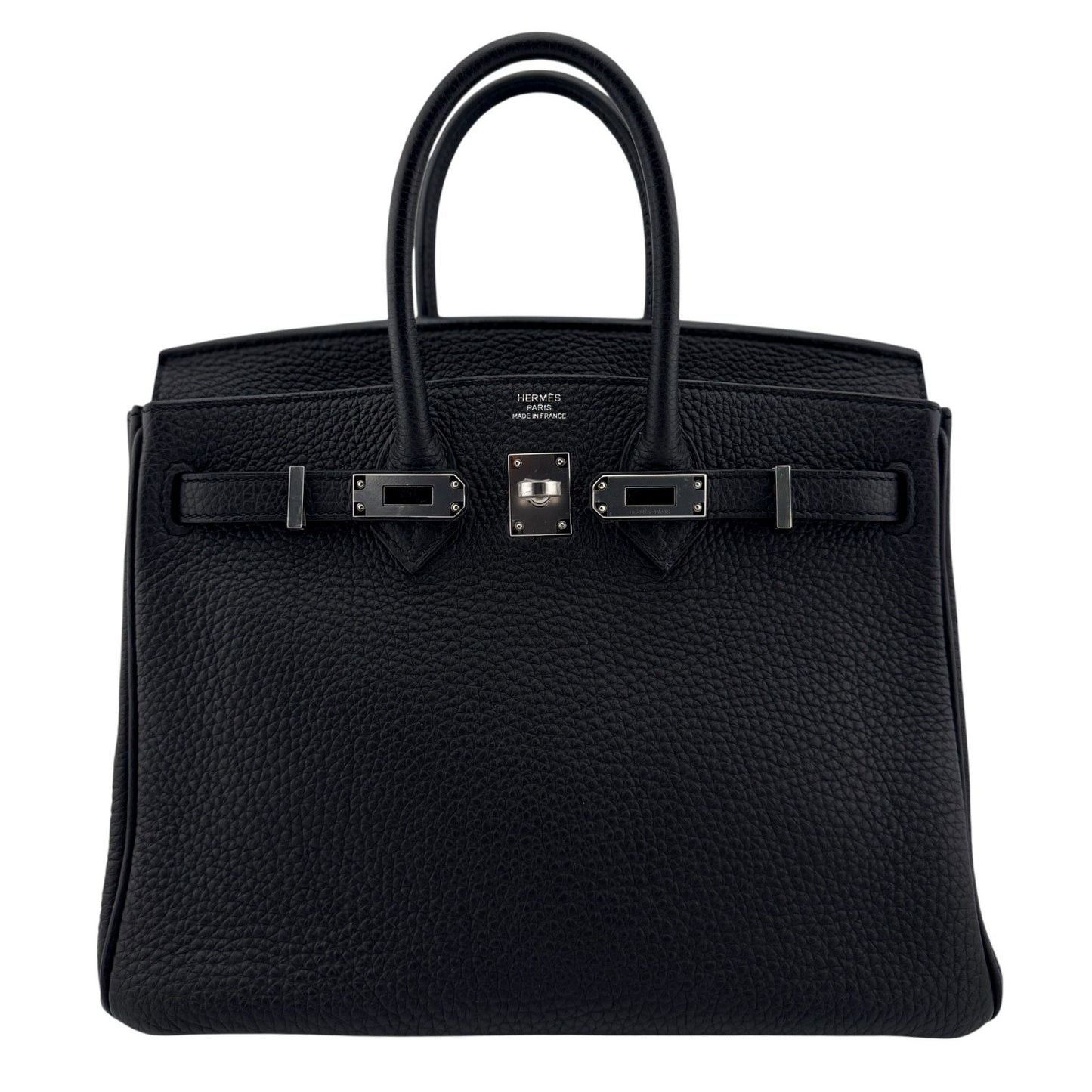 Hermes Birkin 25 Black Noir Togo Leather Palladium Hardware Handbag