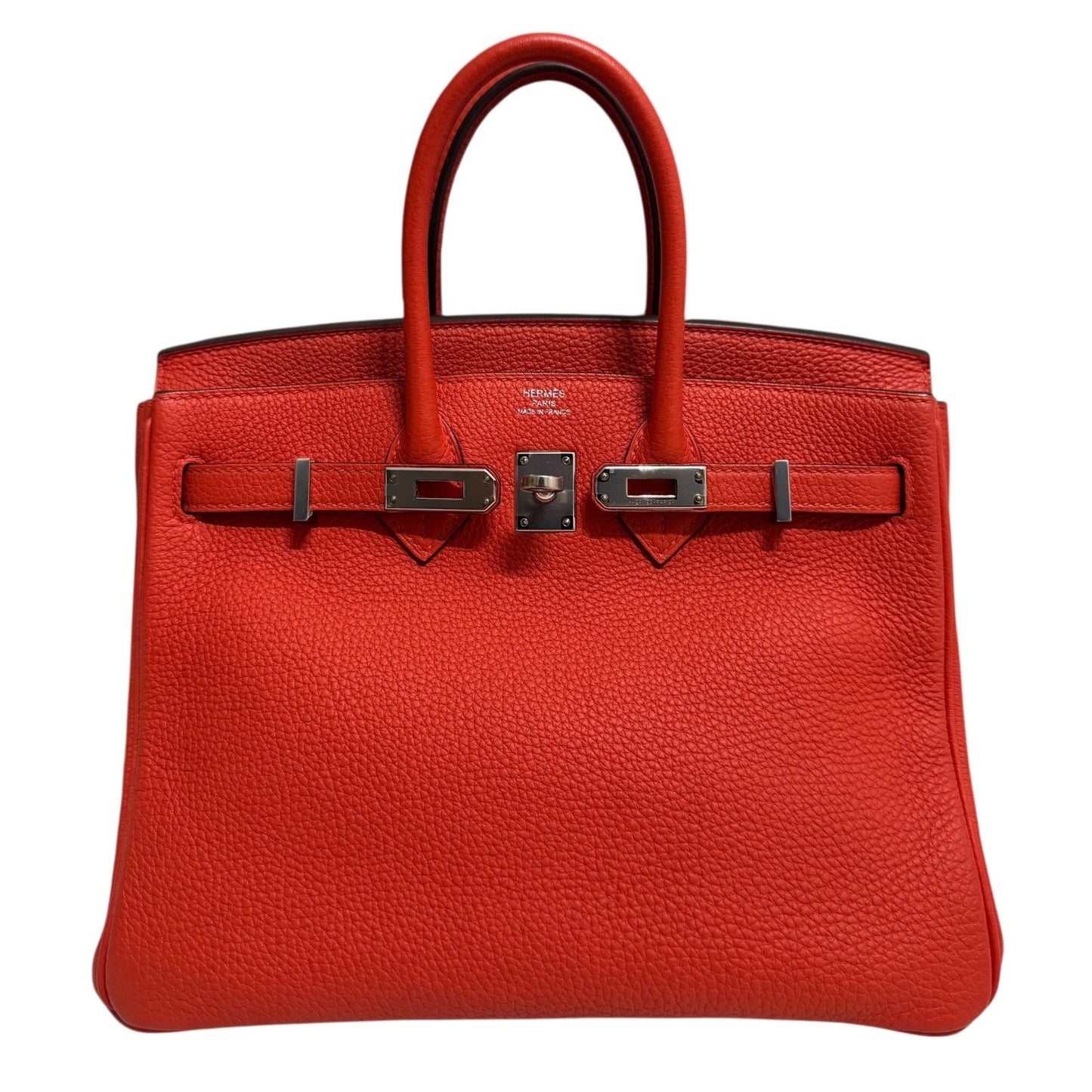 Hermes Birkin 25 Capucine Red Orange Togo Leather Palladium Hardware