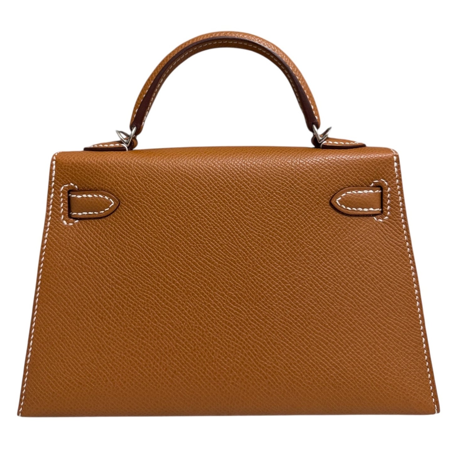 Hermes Kelly Mini 20 Gold Tan Epsom Leather 2 Shoulder Straps Palladium Hardware