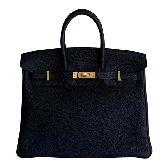 Hermes Birkin 25 Black Noir Togo Leather Gold Hardware RARE